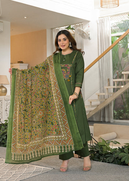 Mehfil Grace Embroidered Cotton Suit Set with Dupatta