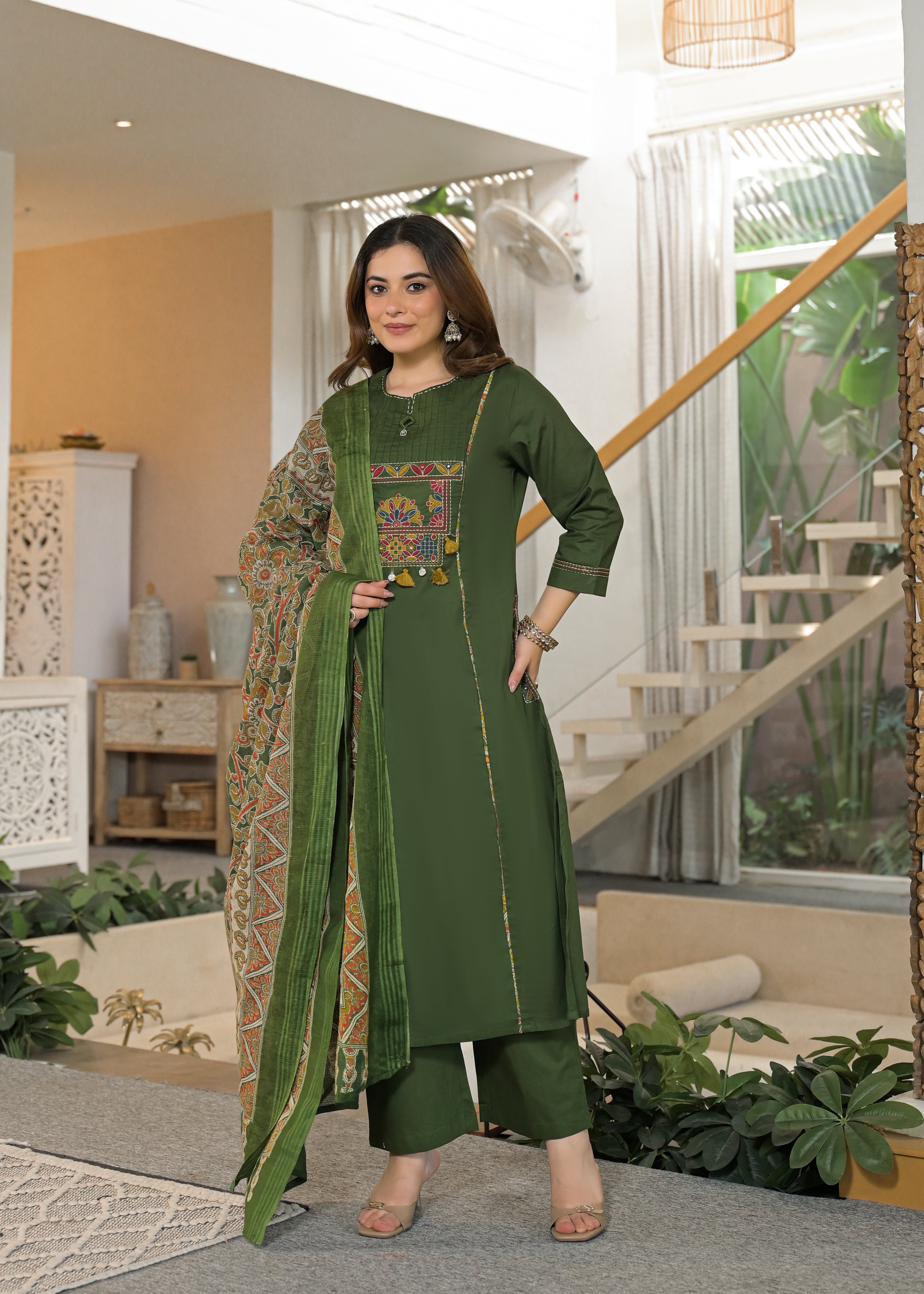 Mehfil Grace Embroidered Cotton Suit Set with Dupatta