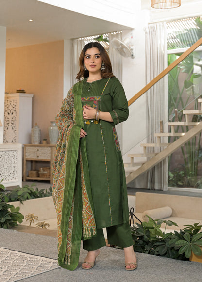 Mehfil Grace Embroidered Cotton Suit Set with Dupatta