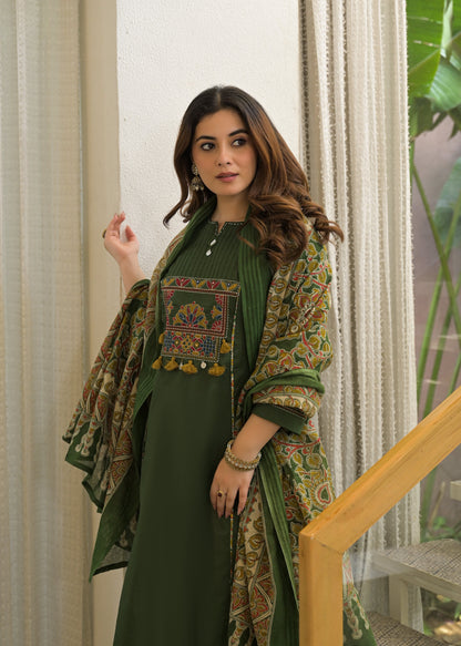 Mehfil Grace Embroidered Cotton Suit Set with Dupatta
