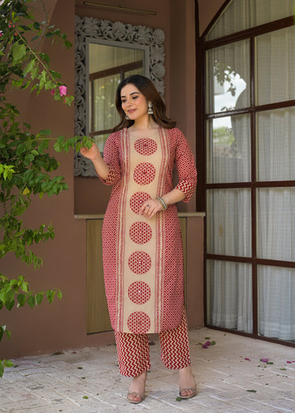 Indigo Charm Printed Cotton Suit Set with Dupatta