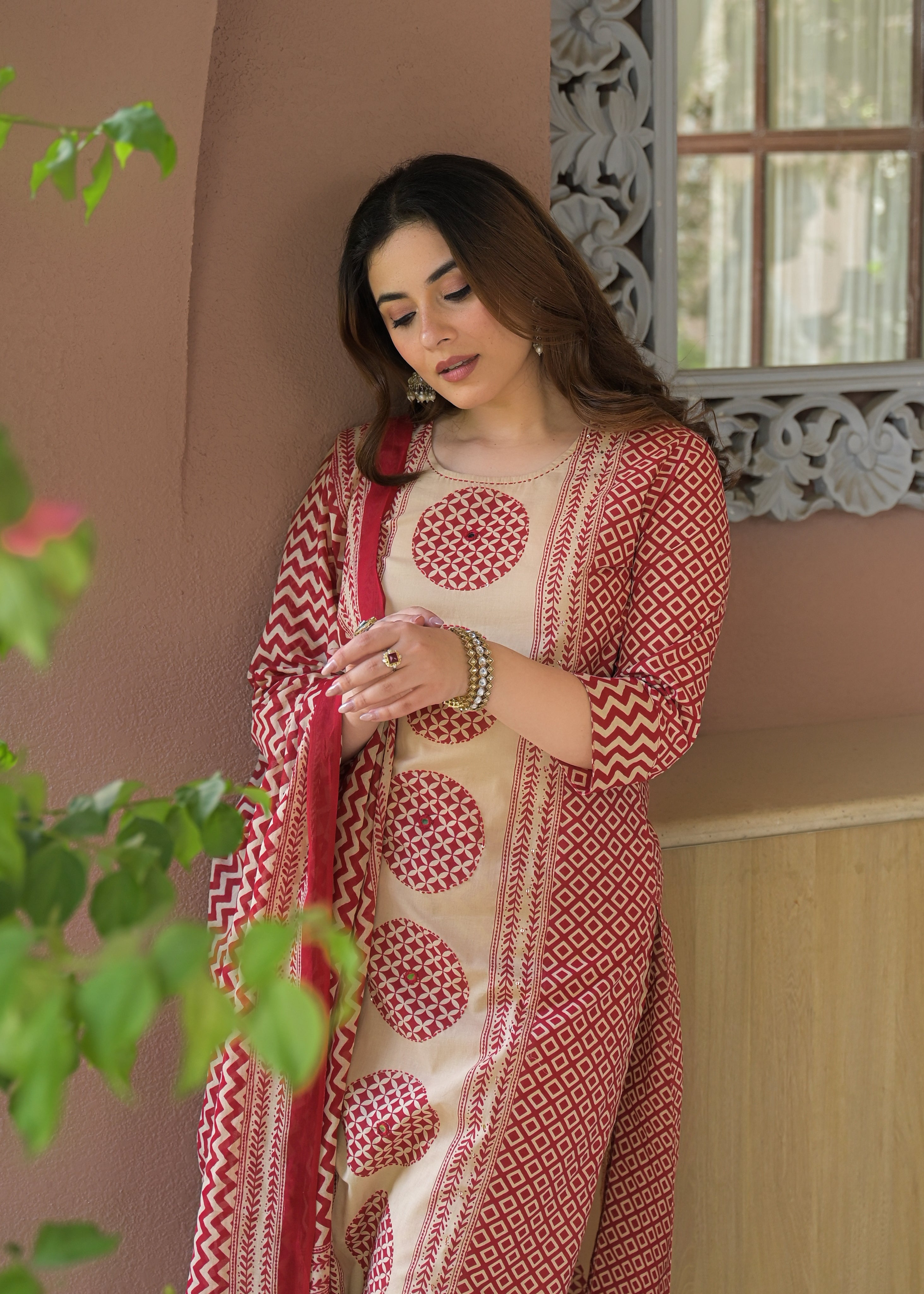 Indigo Charm Printed Cotton Suit Set with Dupatta