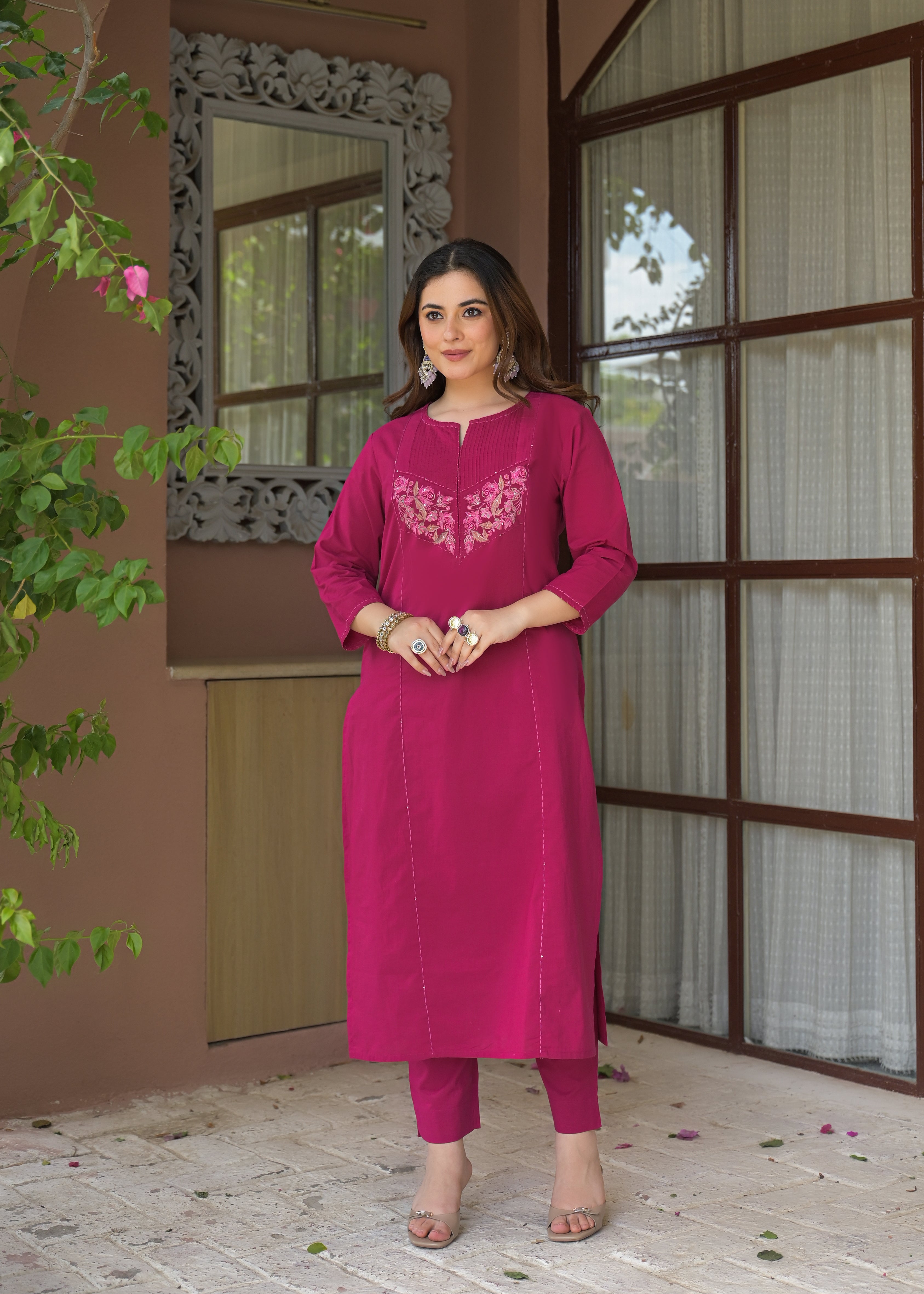 Noor Elegance Handwork Cotton Suit Set with Dupatta