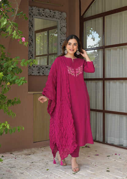 Noor Elegance Handwork Cotton Suit Set with Dupatta