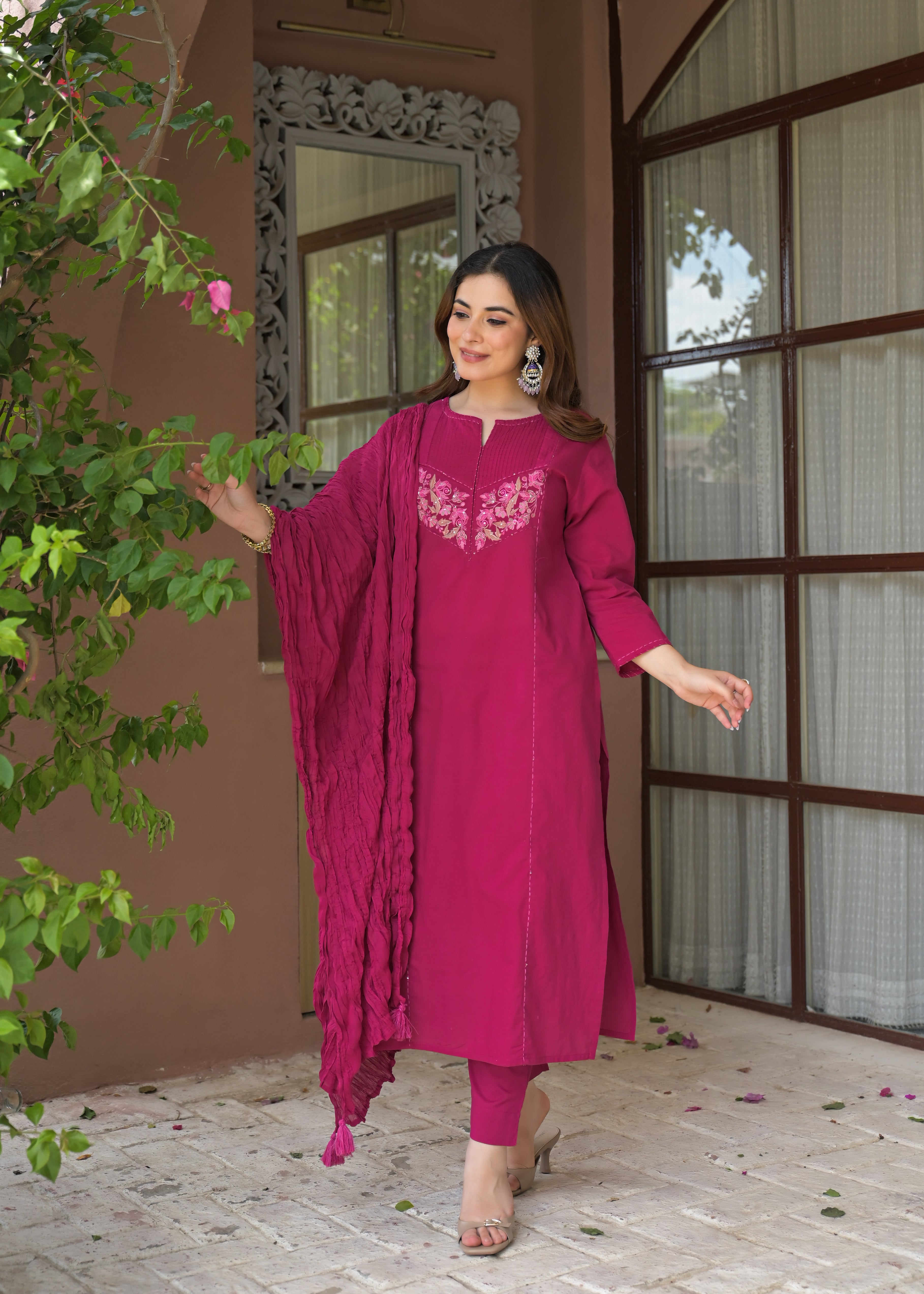 Noor Elegance Handwork Cotton Suit Set with Dupatta