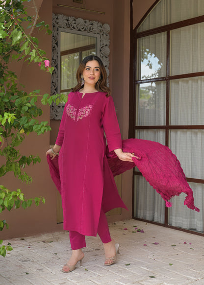 Noor Elegance Handwork Cotton Suit Set with Dupatta