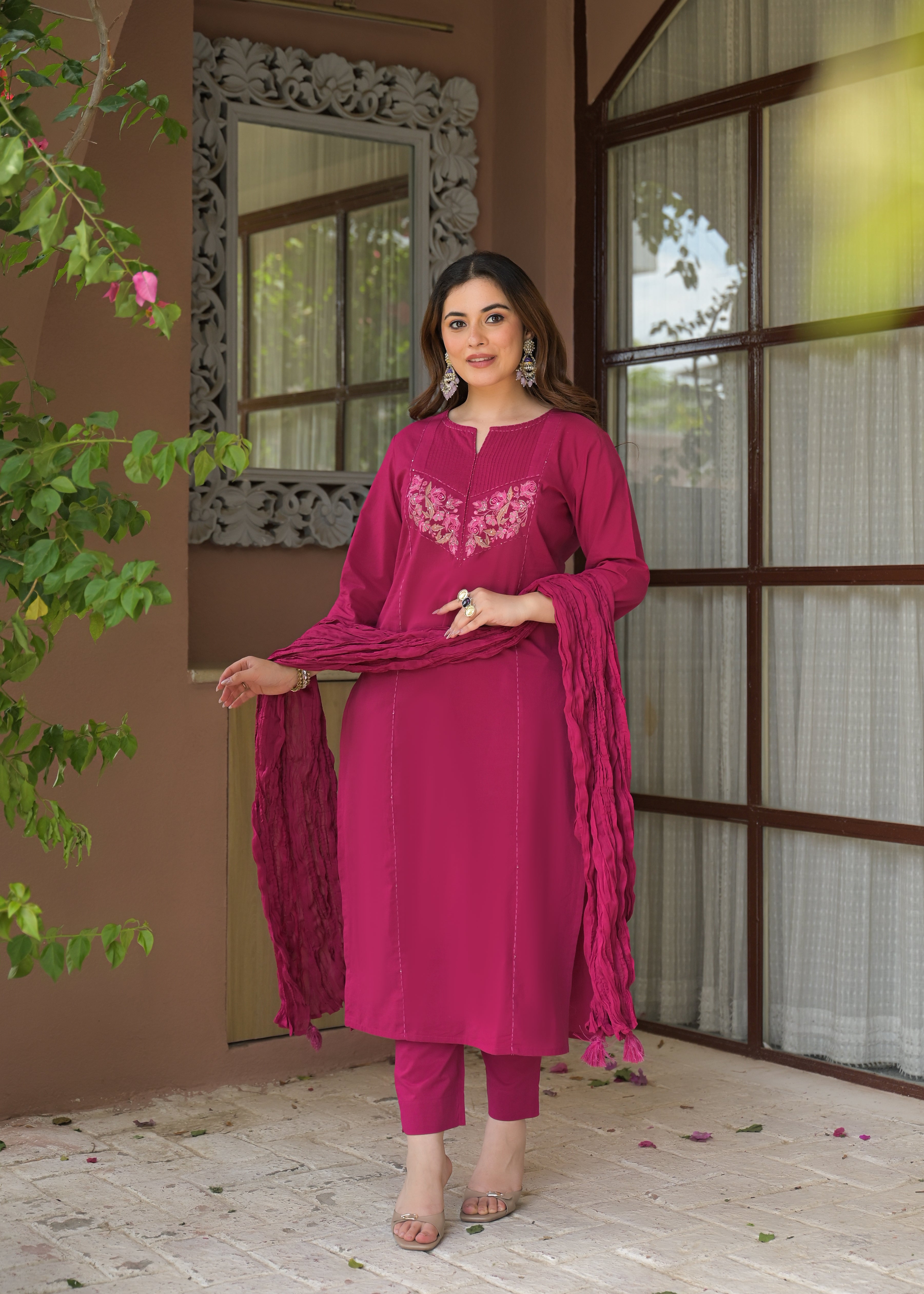 Noor Elegance Handwork Cotton Suit Set with Dupatta