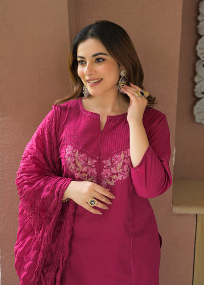 Noor Elegance Handwork Cotton Suit Set with Dupatta