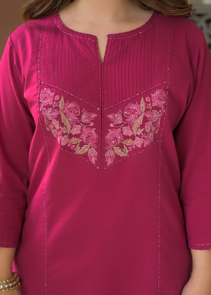 Noor Elegance Handwork Cotton Suit Set with Dupatta