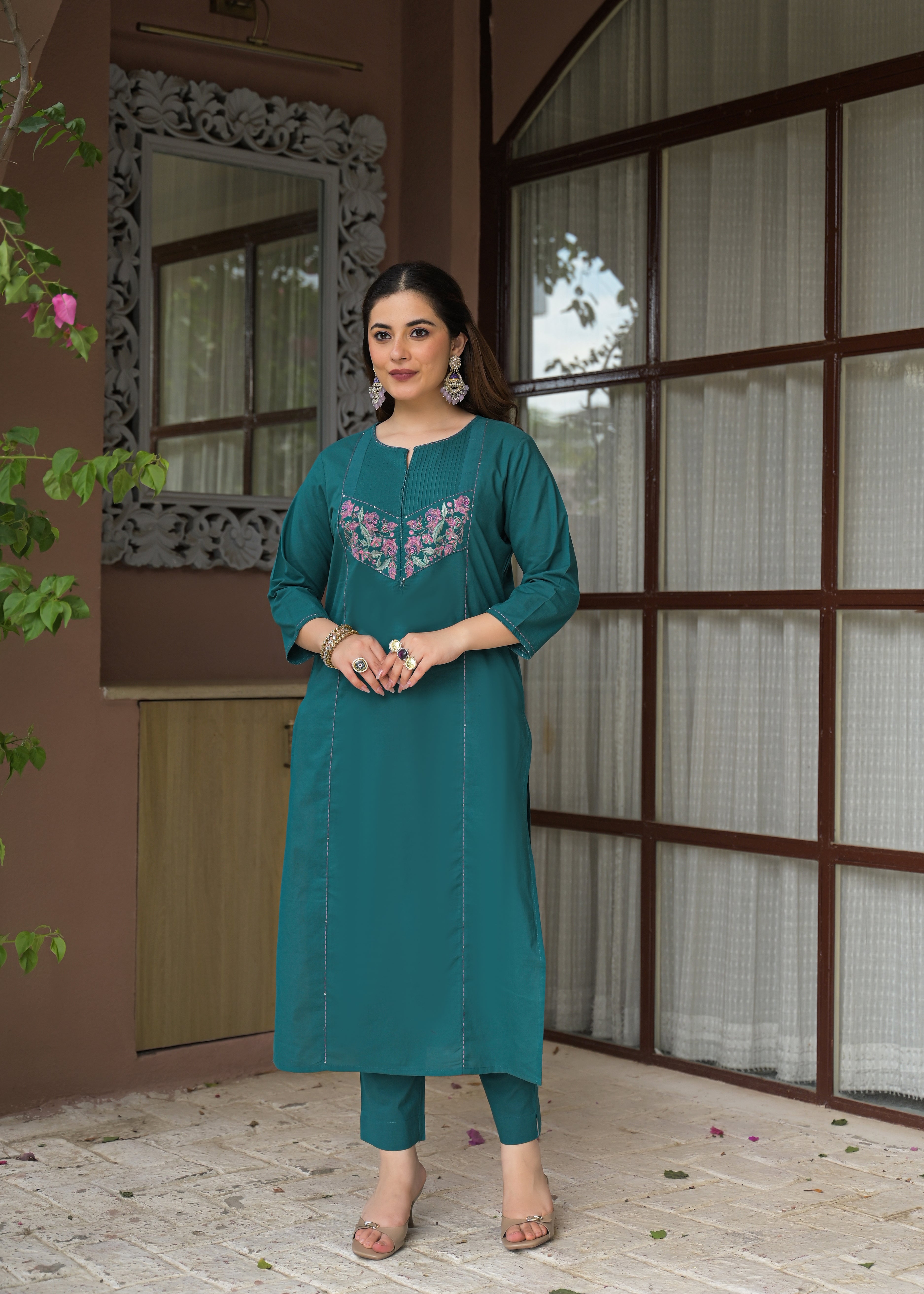 Noor Elegance Handwork Cotton Suit Set with Dupatta