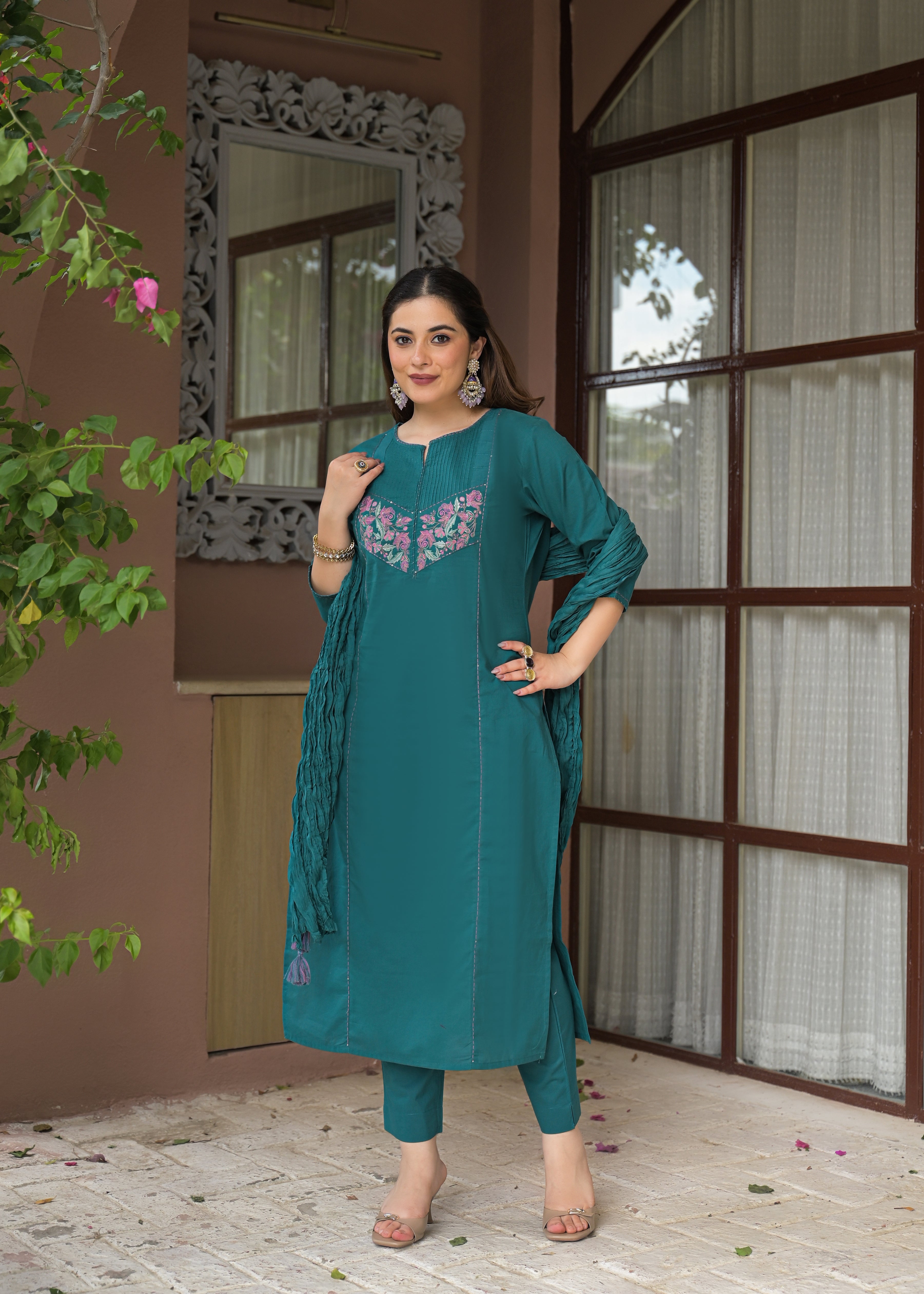 Noor Elegance Handwork Cotton Suit Set with Dupatta