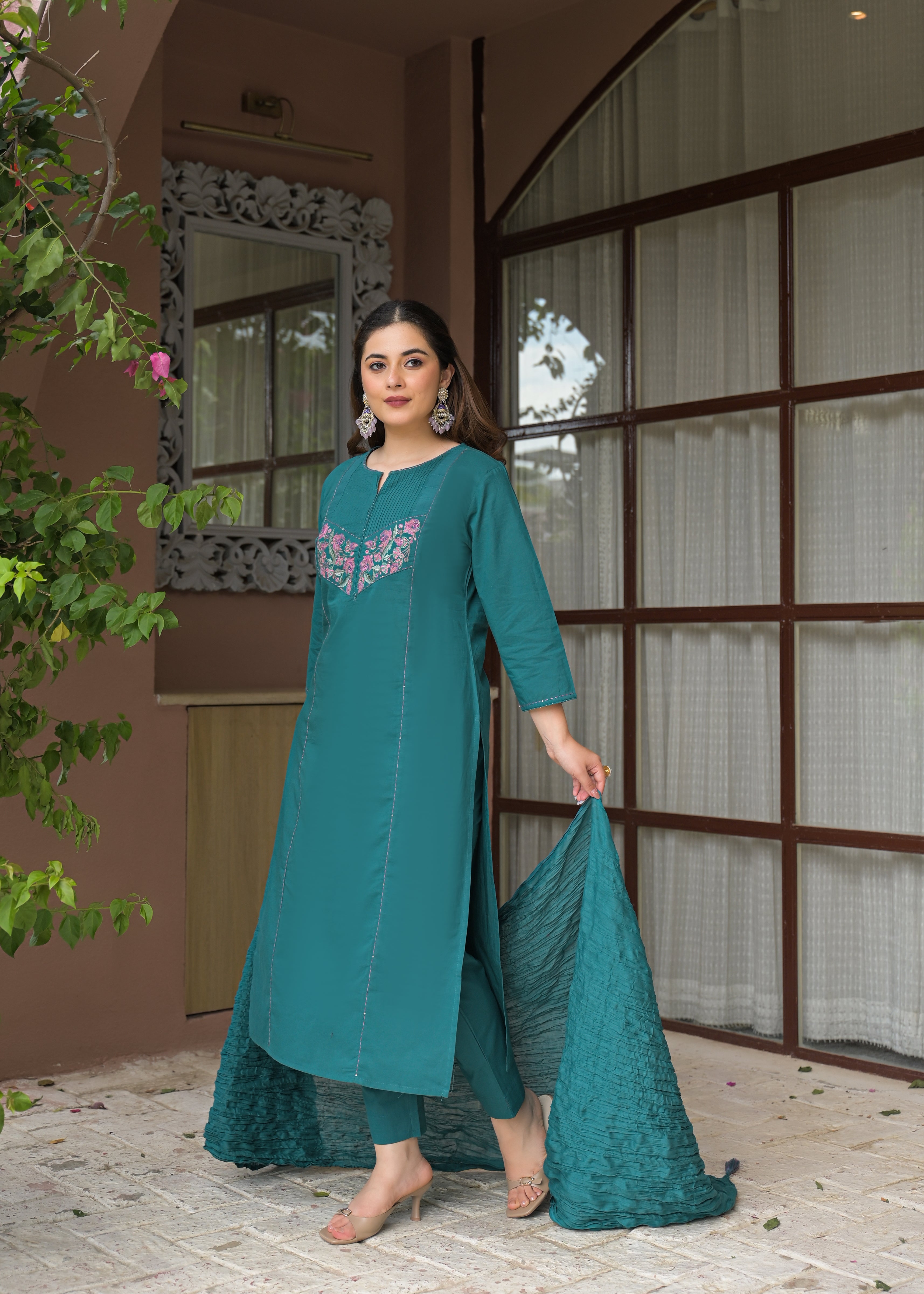 Noor Elegance Handwork Cotton Suit Set with Dupatta