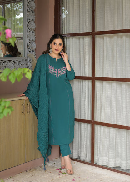 Noor Elegance Handwork Cotton Suit Set with Dupatta