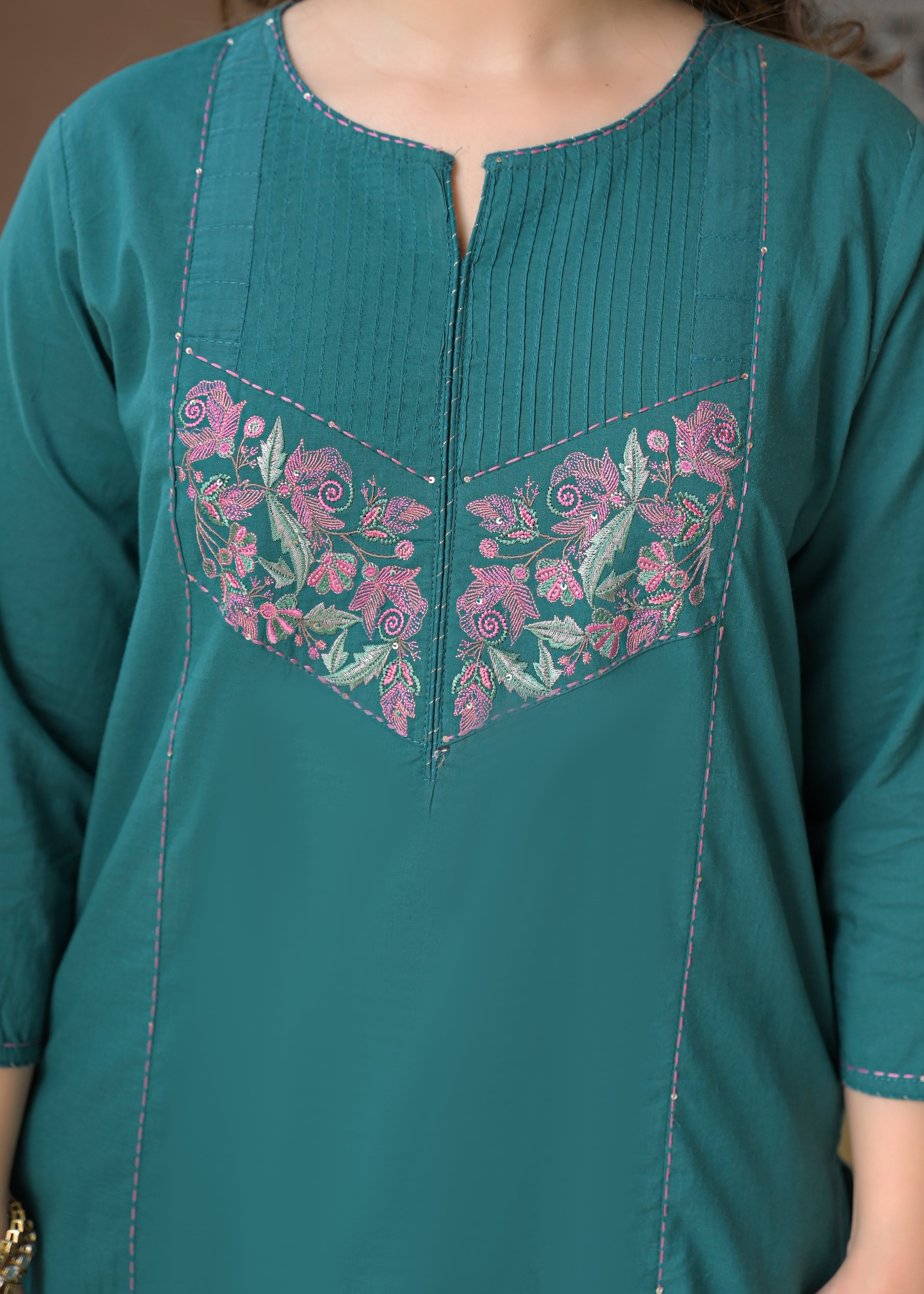 Noor Elegance Handwork Cotton Suit Set with Dupatta