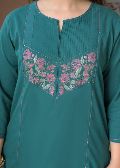 Noor Elegance Handwork Cotton Suit Set with Dupatta