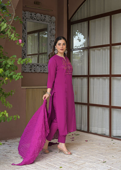 Zariya Luxe Handwork Cotton Suit Set with Dupatta