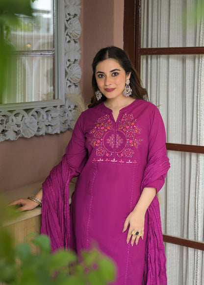 Zariya Luxe Handwork Cotton Suit Set with Dupatta