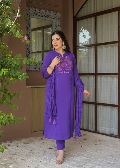 Zariya Luxe Handwork Cotton Suit Set with Dupatta