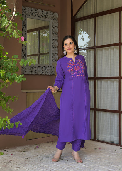 Zariya Luxe Handwork Cotton Suit Set with Dupatta