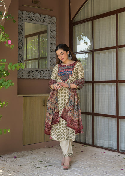 Rajwada Heritage Jaipuri Cotton Suit Set with Dupatta