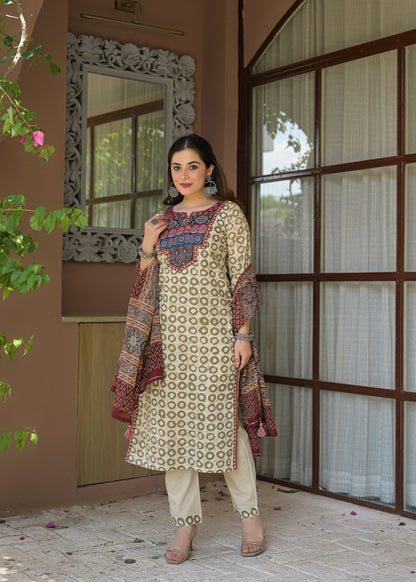 Rajwada Heritage Jaipuri Cotton Suit Set with Dupatta