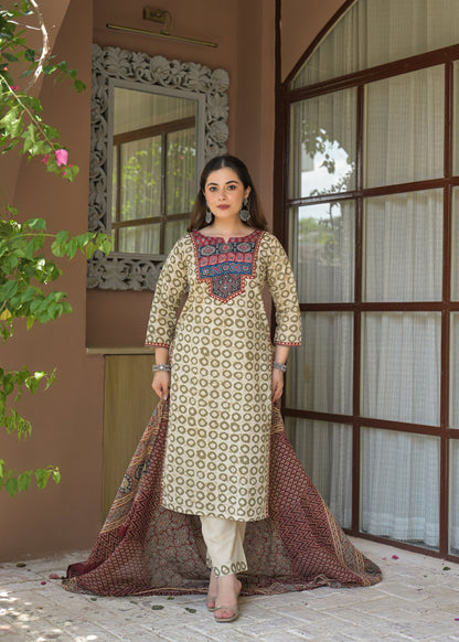 Rajwada Heritage Jaipuri Cotton Suit Set with Dupatta
