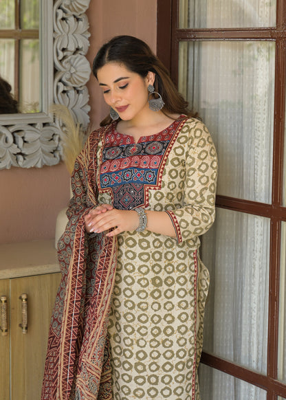 Rajwada Heritage Jaipuri Cotton Suit Set with Dupatta