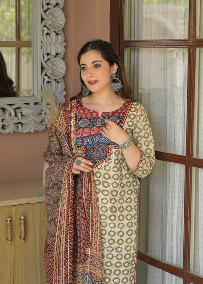 Rajwada Heritage Jaipuri Cotton Suit Set with Dupatta