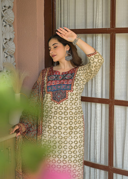 Rajwada Heritage Jaipuri Cotton Suit Set with Dupatta