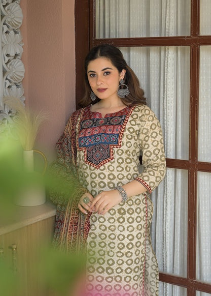 Rajwada Heritage Jaipuri Cotton Suit Set with Dupatta
