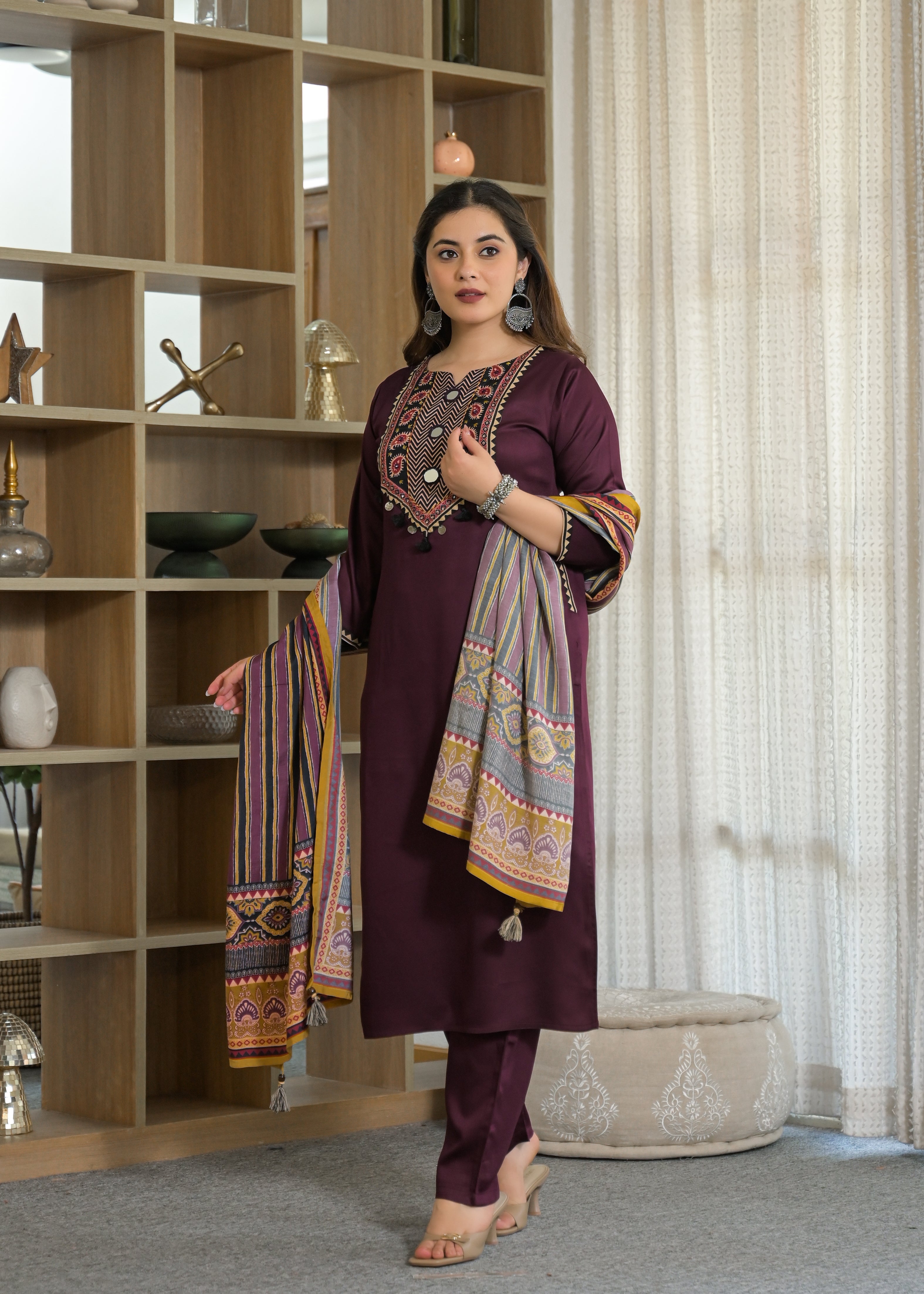Noor Mahal Gajji Silk Suit Set with Printed Dupatta