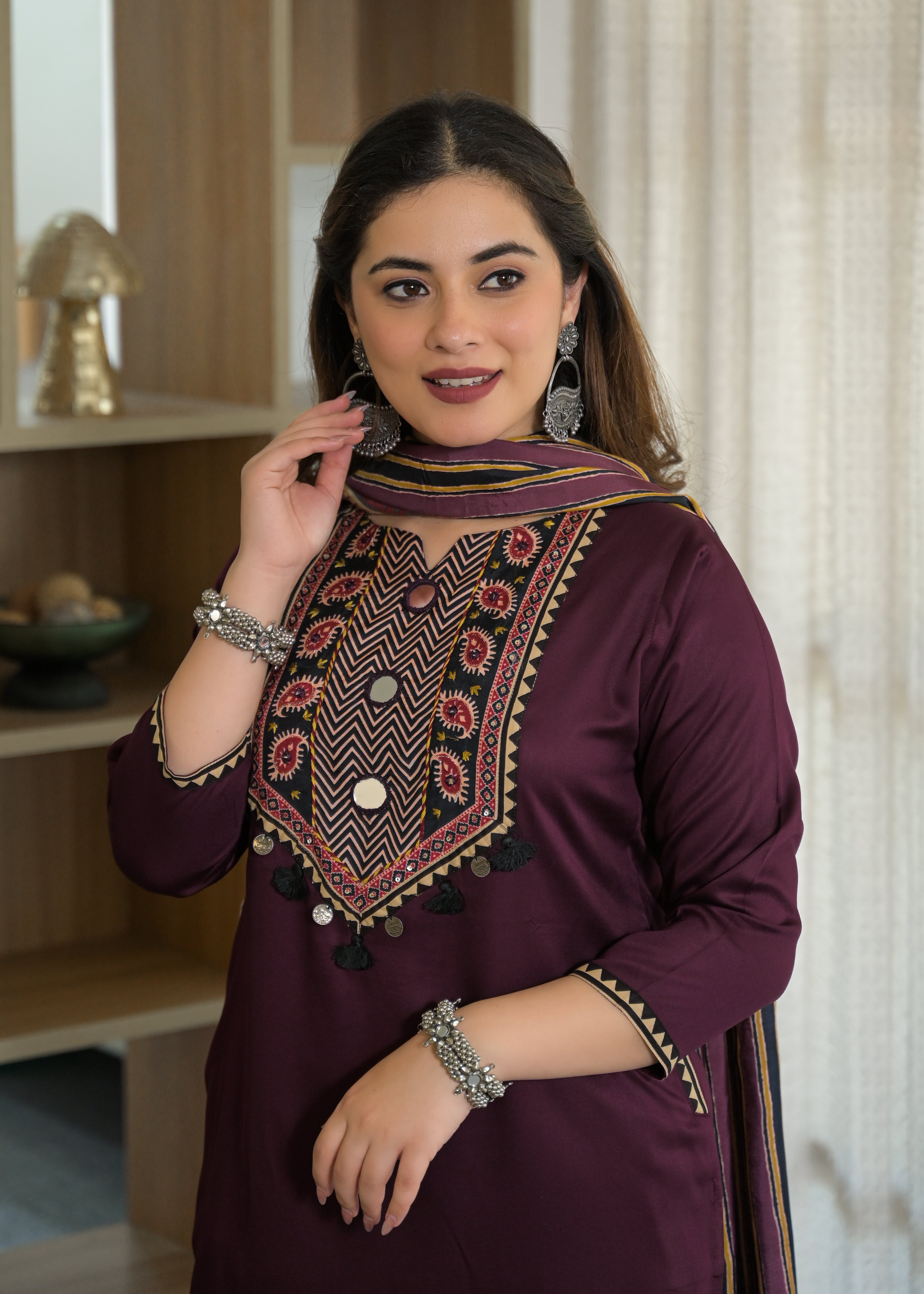Noor Mahal Gajji Silk Suit Set with Printed Dupatta