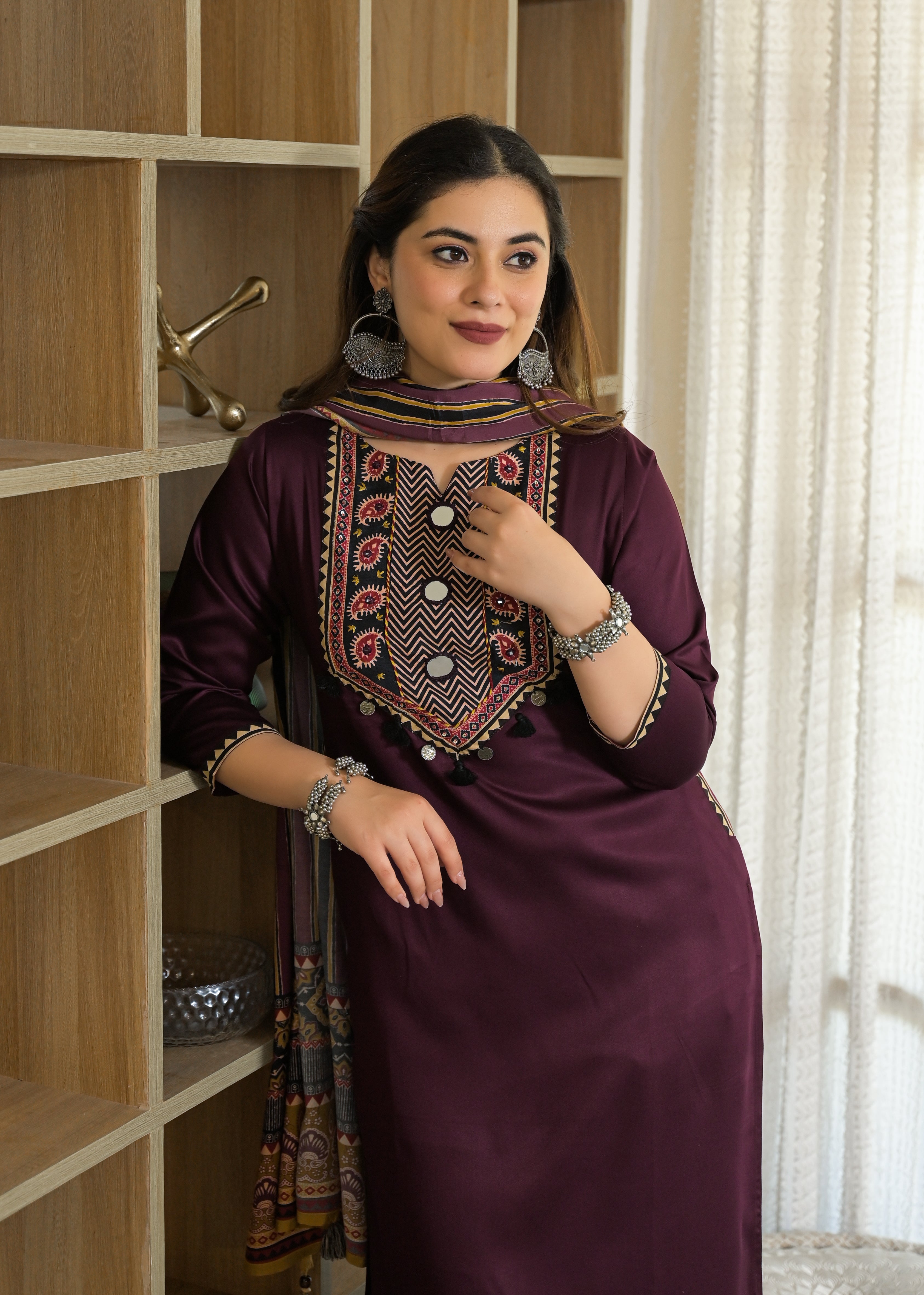 Noor Mahal Gajji Silk Suit Set with Printed Dupatta