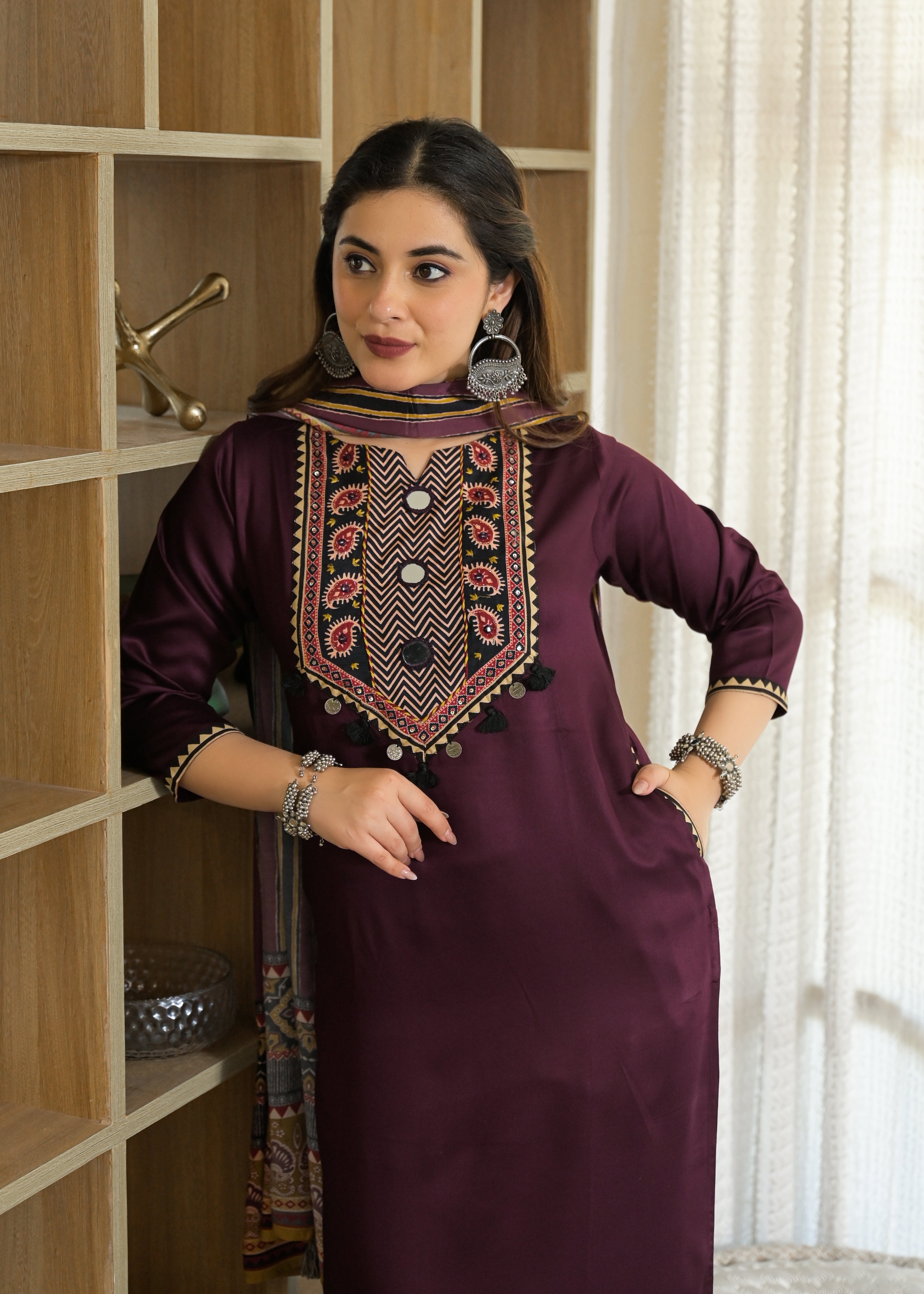 Noor Mahal Gajji Silk Suit Set with Printed Dupatta