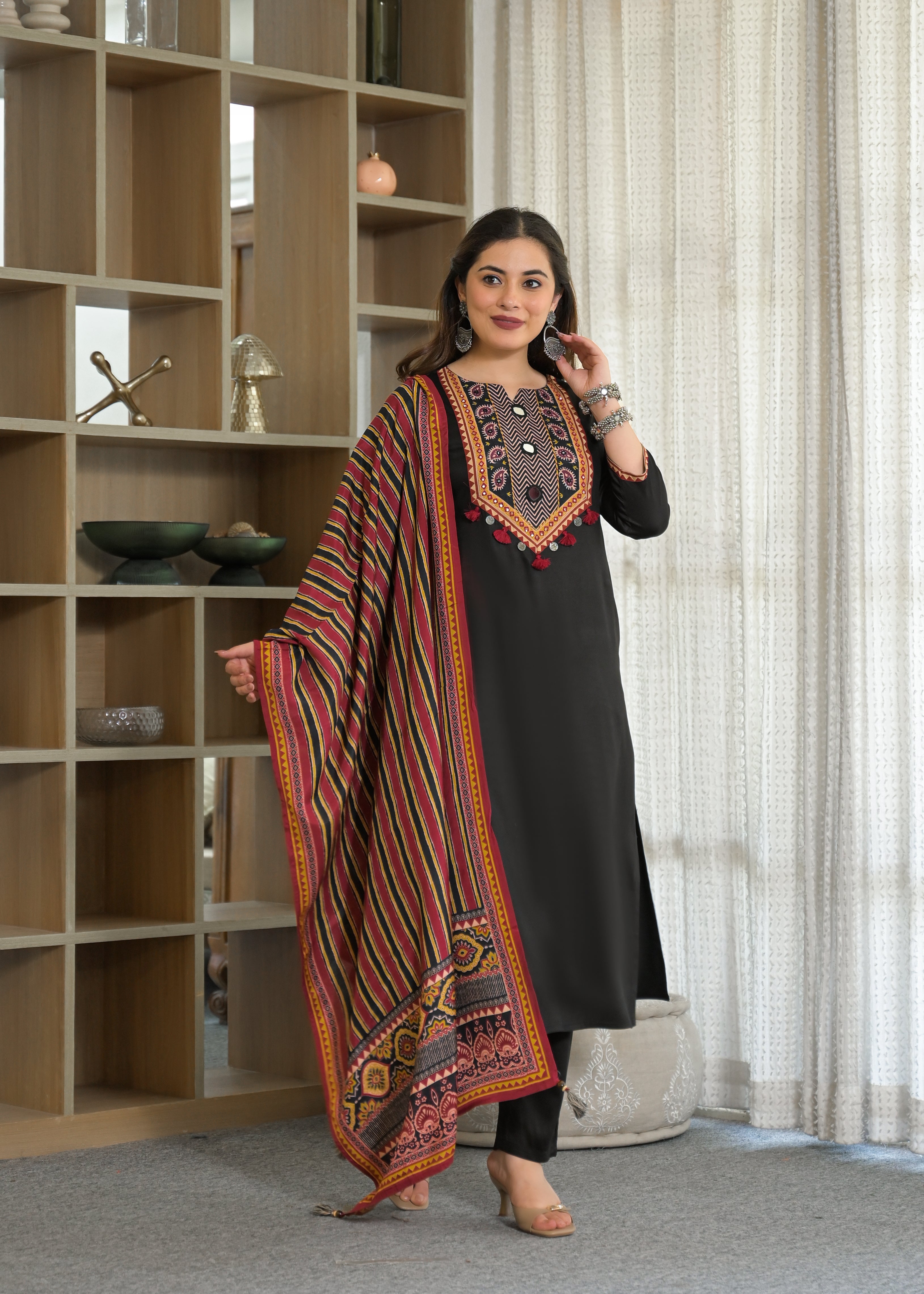 Noor Mahal Gajji Silk Suit Set with Printed Dupatta