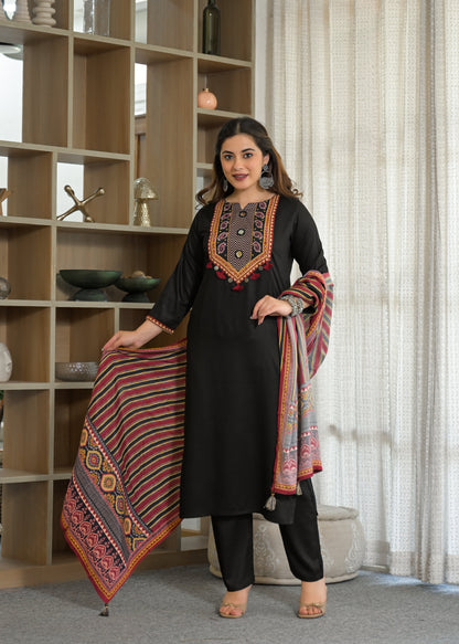 Noor Mahal Gajji Silk Suit Set with Printed Dupatta