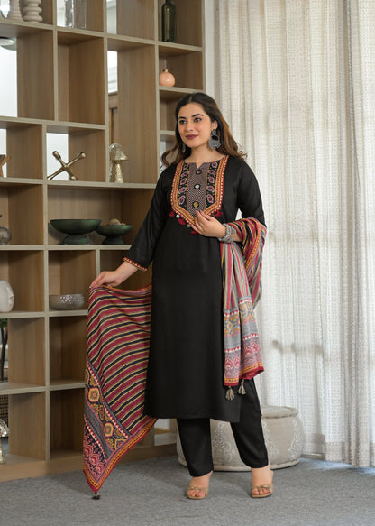 Noor Mahal Gajji Silk Suit Set with Printed Dupatta