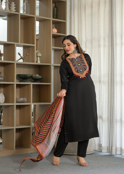 Noor Mahal Gajji Silk Suit Set with Printed Dupatta