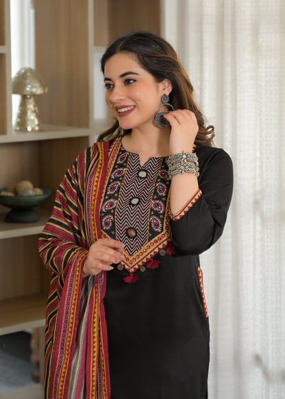 Noor Mahal Gajji Silk Suit Set with Printed Dupatta