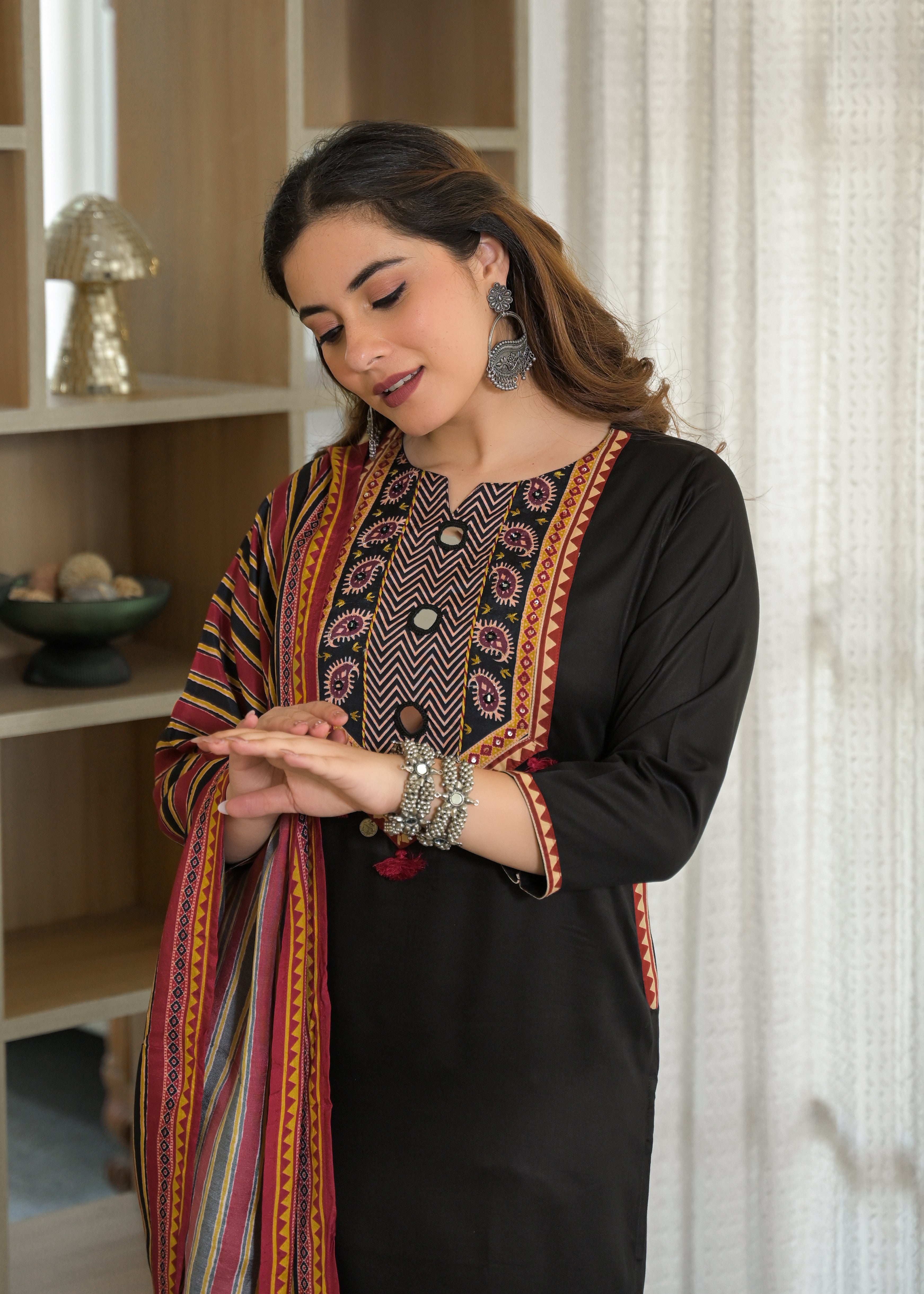 Noor Mahal Gajji Silk Suit Set with Printed Dupatta