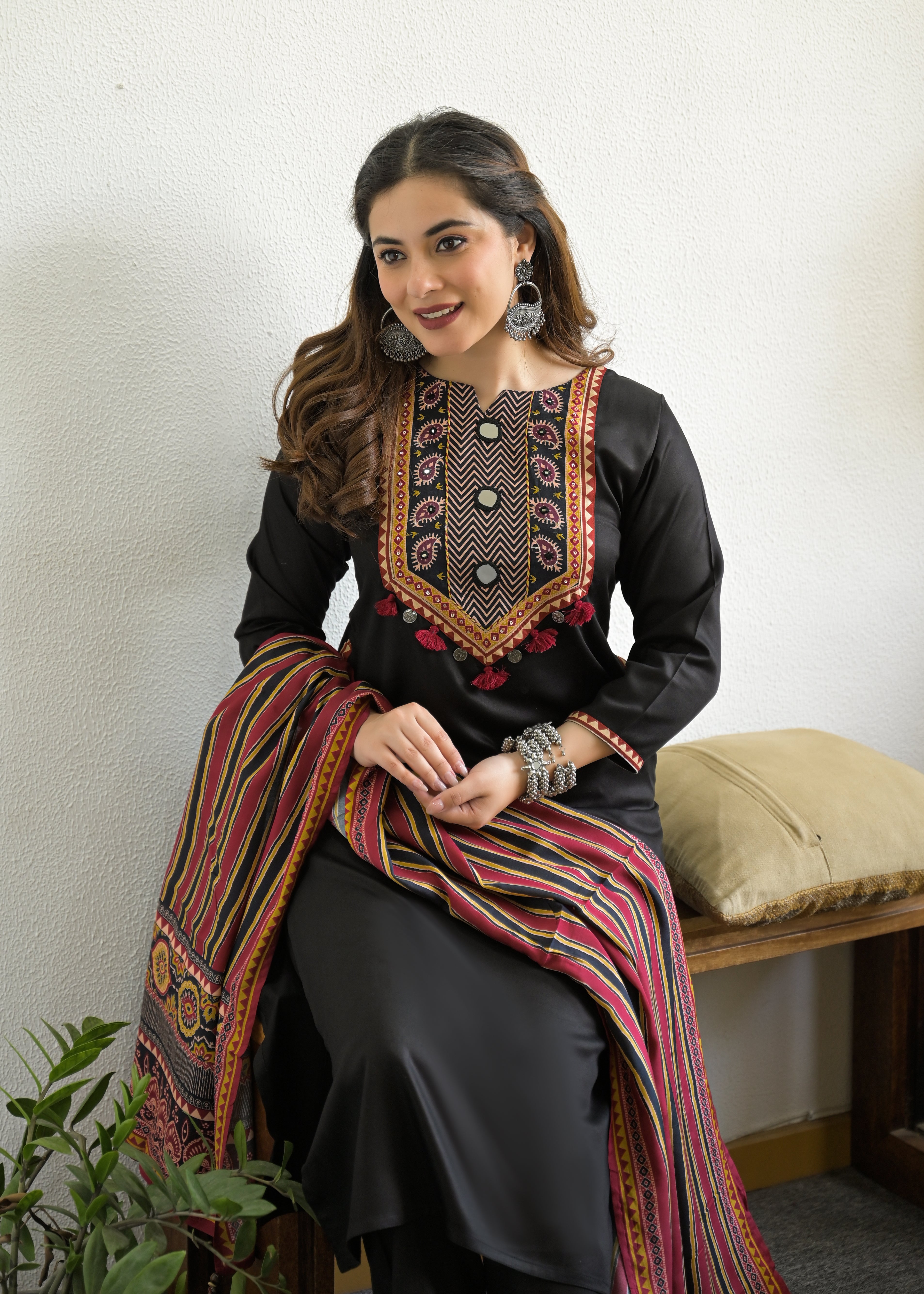Noor Mahal Gajji Silk Suit Set with Printed Dupatta