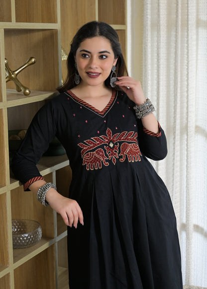 Rajwadi Elephant Cotton Kurti Palazzo Set