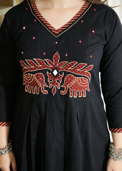 Rajwadi Elephant Cotton Kurti Palazzo Set