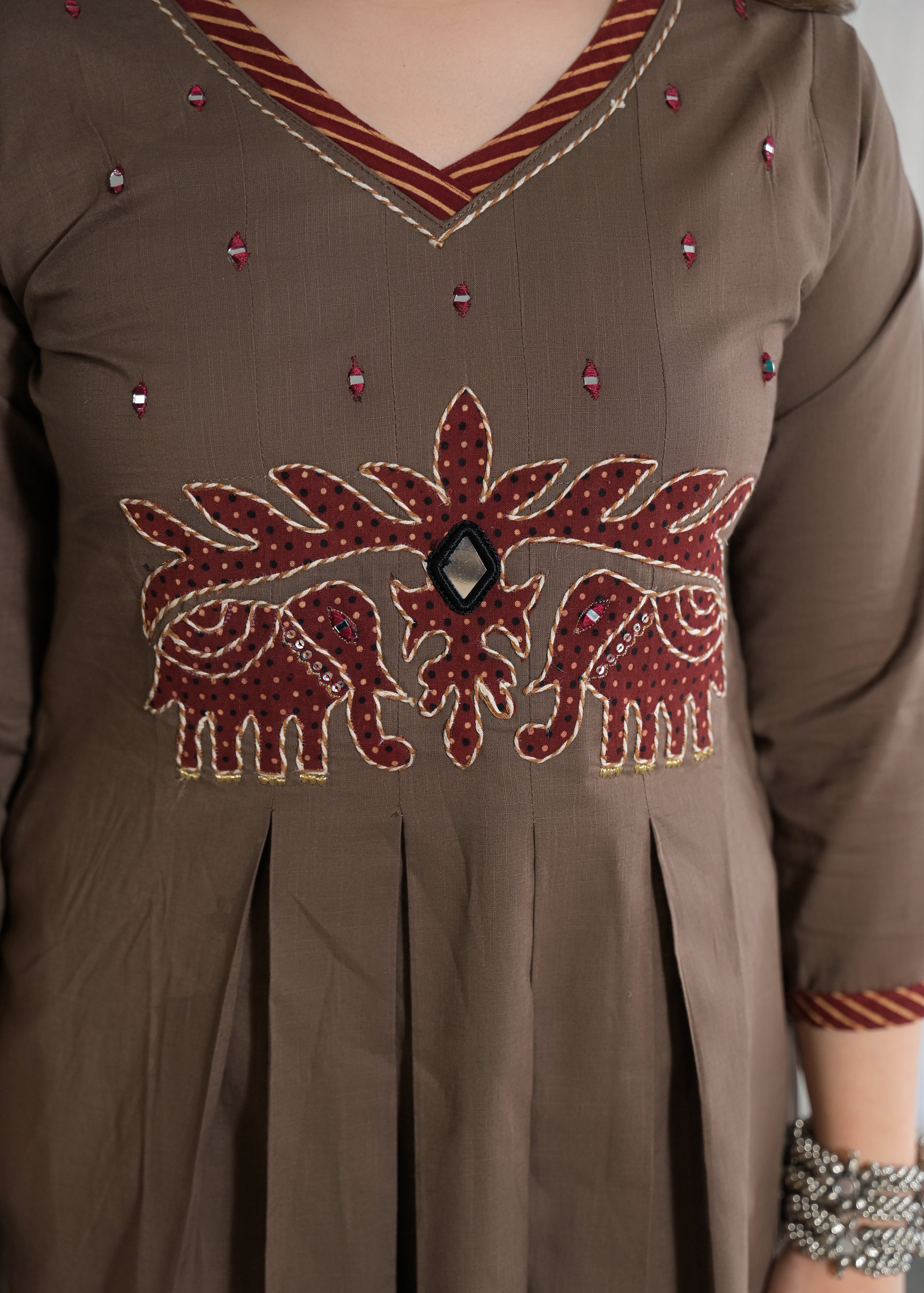 Rajwadi Elephant Cotton Kurti Palazzo Set