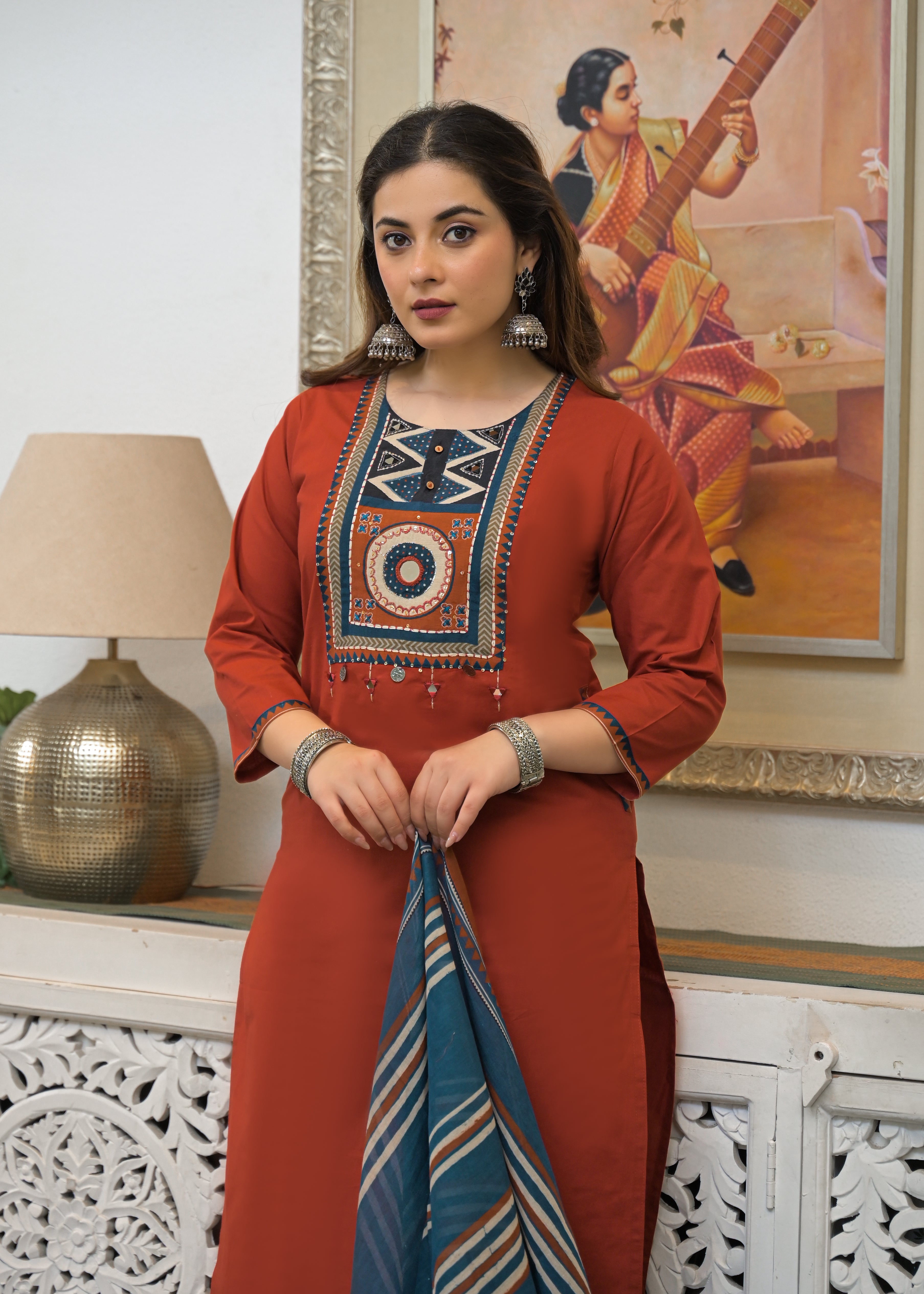 Tribal Panel Cotton Suit Set
