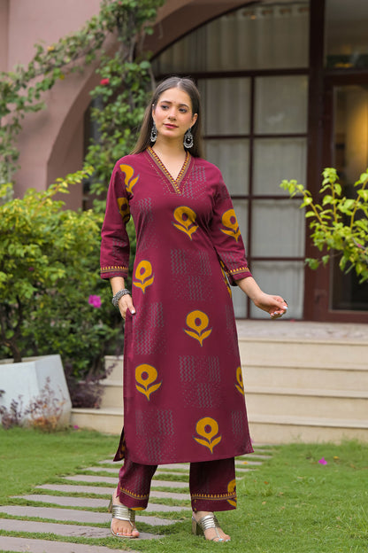 Gulmohar Printed Cotton Kurta Pant Set
