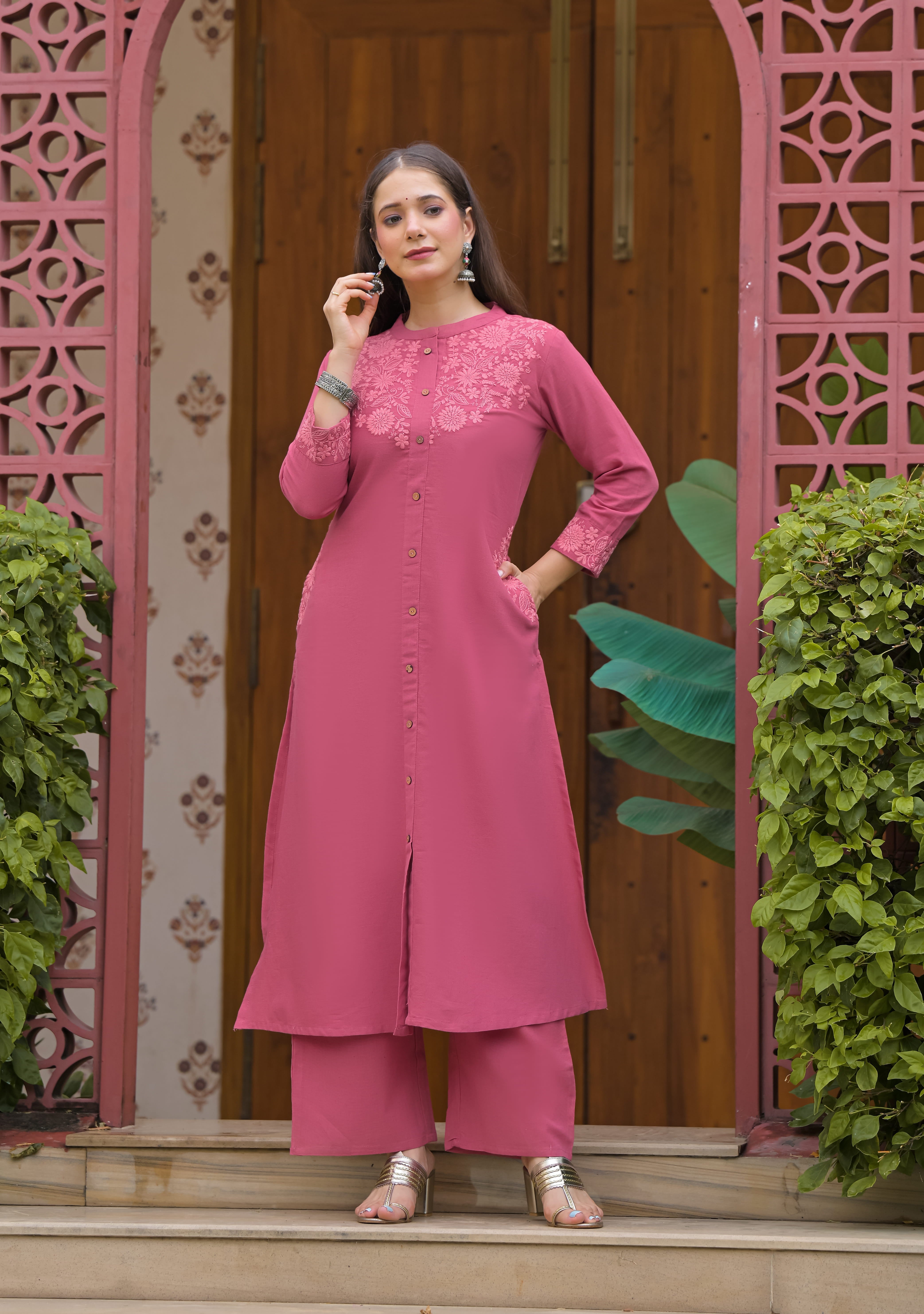 Gulnaar Royale Embroidered Cotton Kurta Pant Set