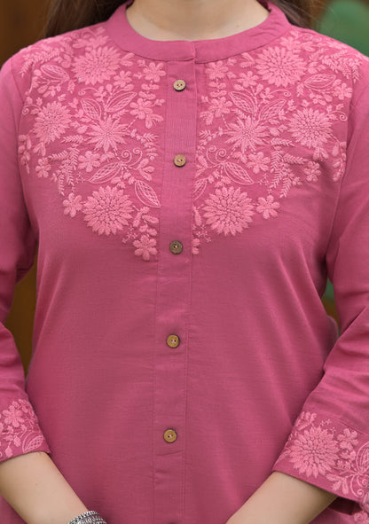 Gulnaar Royale Embroidered Cotton Kurta Pant Set