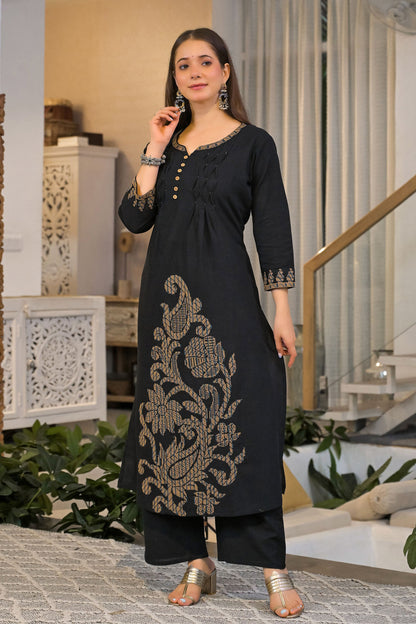 Zariya Heritage Embroidered Cotton Kurta Pant Set