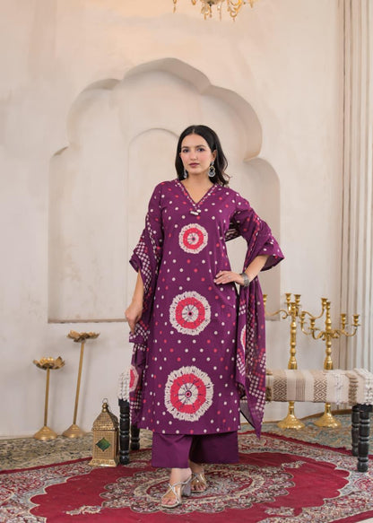 Rangriti Cotton Printed Straight Suit Set with Dupatta